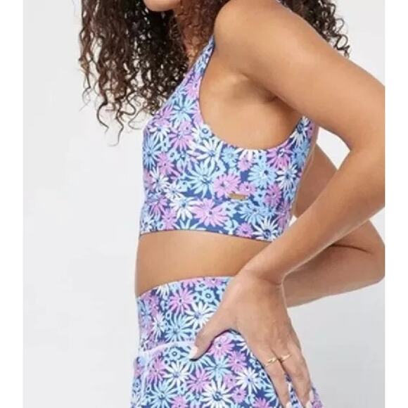 New L*Space Oopsie Daisy‎ Tryout Sports Bra Large Floral Underwire Purple Blue - Picture 3 of 11